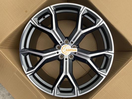5 Double Spoke 21 Inch Alloy Wheels , Glossy 9.5J Alloy Rims For BMW